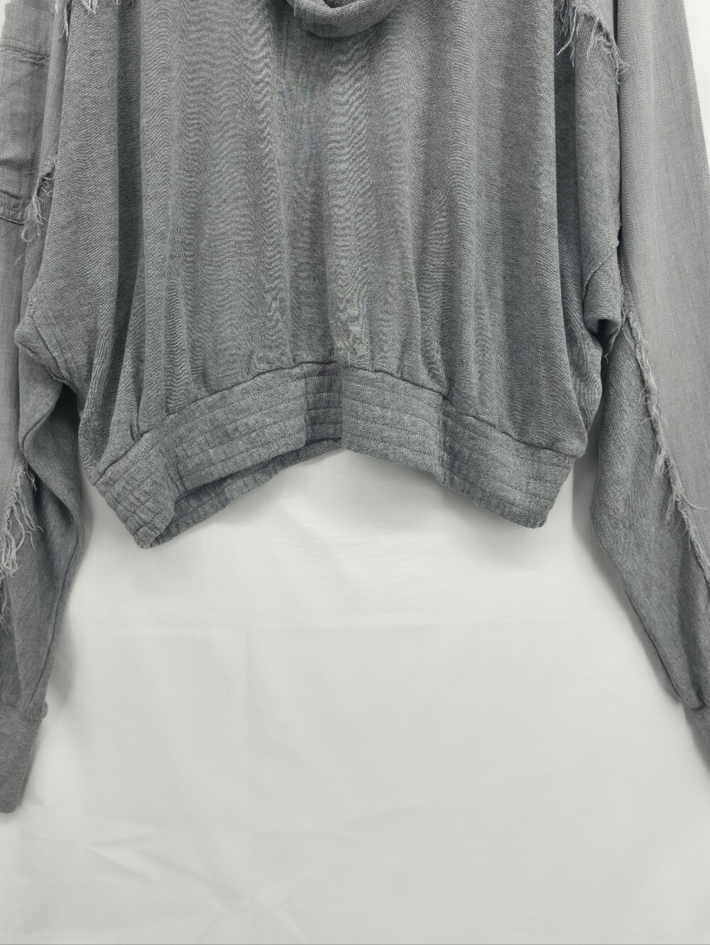 Free People Movement Windy Meadow Hoodie Heather Gray Frayed Oversized Large - Picture 13 of 15
